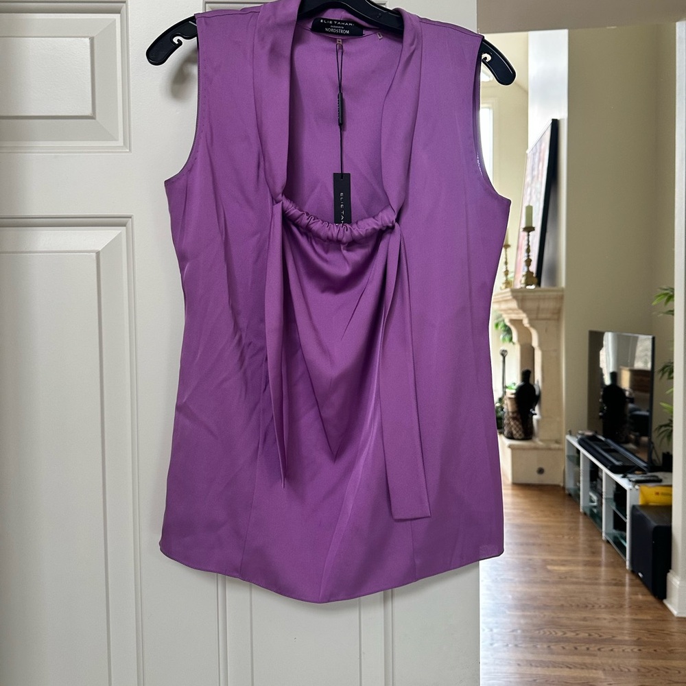 NWT Eli Tahari Purple Sleeveless Top